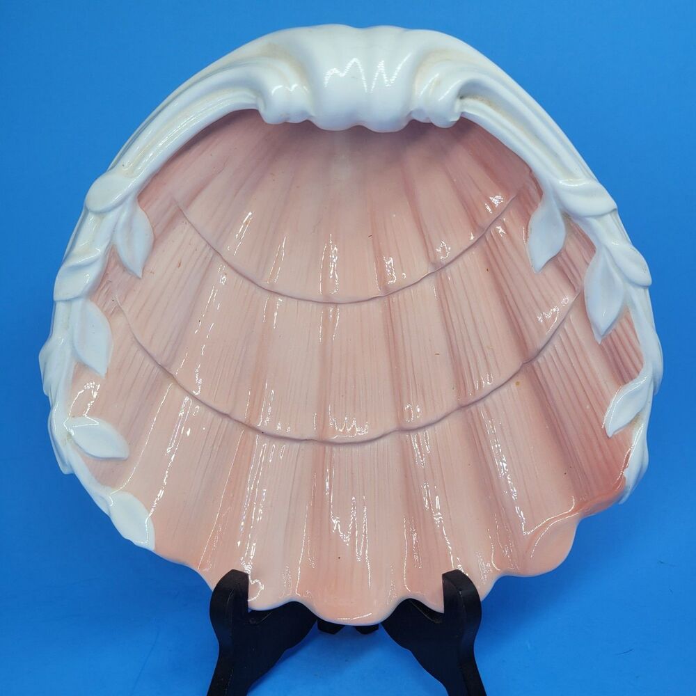 Fitz And Floyd 1970's Coquille Pink 8" Shell Shaped Dish READ DESCRIPTION